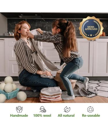 Handmade Organic Wool Dryer Balls - 6 Pack XL 100% Natural New Zealand Wool Reusable & Baby Safe Reduces Drying Time & Odorless - Buy Online on GoSupps.com