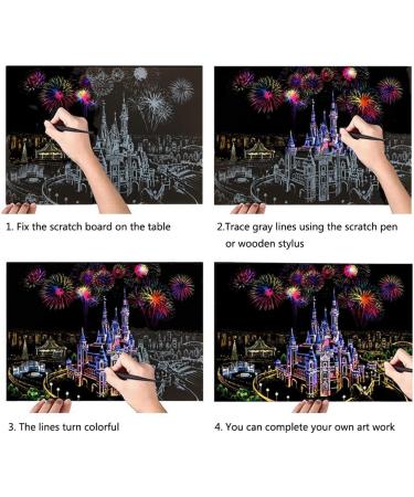 Rainbow Scratch Paper Sketch Pads - 4 Pack Night View Scratchboard for Adults & Kids - 16 X 11.2 Inches - Buy Online on GoSupps.com
