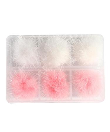 Pom Balls Fashionable 6 Pieces Nail Pom Ball Magnetic 3D Soft Detachable Plush Nail Ball for Girls Women Nails Art Decoration Littryee