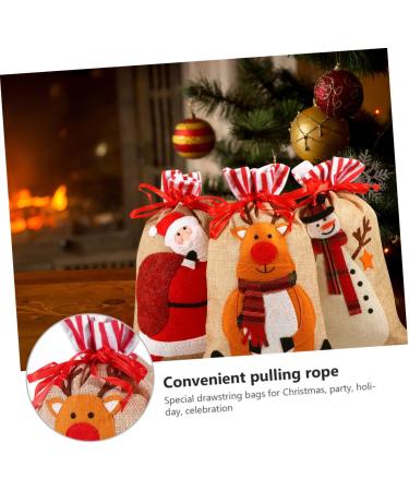 Gogogmee Party Snack Pouch 3 Pcs Christmas Storage Bag Candy Bags Gobstoppers Candy Christmas Drawstring Bag Decorative Items 30X18CM Assorted Color - Buy Online on GoSupps.com