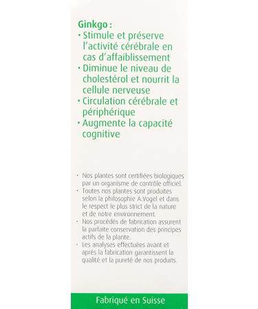 A.VOGEL - Food supplement Memory and circulation - Promotes memory cerebral circulation and increases cognitive capacity - 100% Organic fresh Ginkgo extract - Brain and memory - 50 ml - Buy Online on GoSupps.com