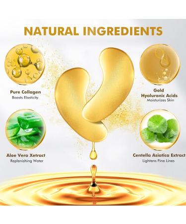 Under Eye Gel Patches 20 Pairs - Golden Eye Mask with Amino Acid & Collagen Cooling Eye Care for Wrinkles Puffy Eyes & Dark Circles Skincare Treatment for Men & Women USA Tested - Buy Online on GoSupps.com