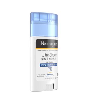 Neutrogena Ultra Sheer Face & Body Sunscreen Stick SPF 70 - 1.5 oz (42 g) | Water Resistant & Lightweight - Buy Online on GoSupps.com