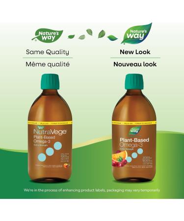 Nature's Way NutraVege Plant-based Omega-3 Supplement Extra Strength Formula Vegetarian EPA + DHA from Algal Oil Vegan Cranberry Orange Flavour 500 mL Liquid Value Size - Buy Online on GoSupps.com