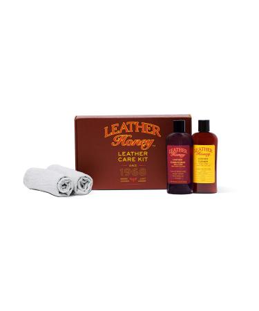 Leather Honey Complete Leather Care Kit Including Leather Conditioner (8 oz), Leather Cleaner (8 oz) and Two Applicator Cloths for use on Leather Apparel, Furniture, Auto Interiors, Shoes, Bags - Buy Online on GoSupps.com
