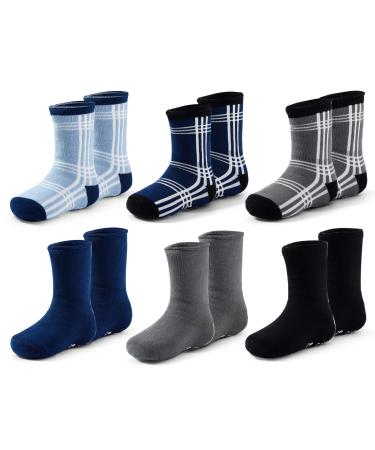 Moon Tree Baby Non Slip Winter Socks Boys With Grips Warm Socks Girls Thick Towelling Socks 6 Pairs 2-4 Years Tartan Mix 5239