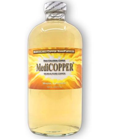 MediCOPPER True Colloidal Copper Dietary Supplement - 500 mL (16.9 fl oz) | Clear Glass Bottle - Buy Online on GoSupps.com