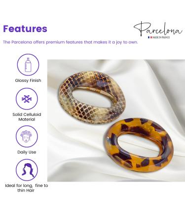 Parcelona French Flat Tube Cutout Small 2 1/2 Celluloid Hair Claw Clips Set - Olive Green-Savana, Made in France | No Slip Grip Hair Accessories for Women - Buy Online on GoSupps.com