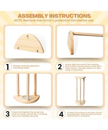 TonGass 16 Extra Long Chicken Perch with Built-in Mirrors - Durable Bamboo Roosting Bar for Baby Chicks - 15 3/4 x 6 5/8 x 3 1/2 - Buy Online on GoSupps.com