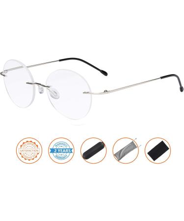 CessBlu Rimless Round Reading Glasses for Men & Women - Silver +1.25 Magnification - Stylish & Lightweight - Buy Online on GoSupps.com