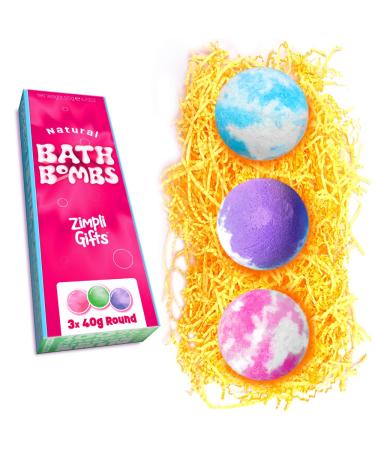 3 x Value Bath Bomb Gift Set from Zimpli Gifts Ideal Stocking Fillers for All Xmas Presents for Women & Teenagers Christmas Fizzing Bubble Bath Bombs Relaxing Pamper Kit Round