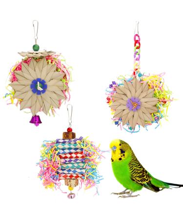 Heyu-Lotus 3 Pack Bird Shredding Toys Budgie Toys Parrot Chewing Hanging Toys Birds Cage Foraging Shredder Toys Bird Cage Accessories for Small Parakeets Cockatiels Budgies Love Birds - Buy Online on GoSupps.com