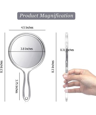 Queekay Clear Double-Sided Handheld Mirror - 1x/2x Magnification Travel-Friendly Cosmetic Mirror for Makeup - Buy Online on GoSupps.com
