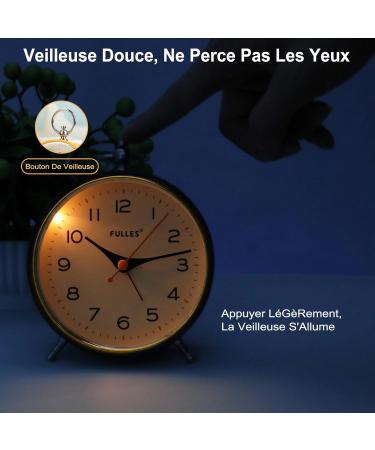 Tenock Retro Alarm Clock - Silent Loud for Deep Sleepers Night Light & Snooze Battery Operated Radiation-Free Yellow - Ideal for Bedroom & Living Room - Buy Online on GoSupps.com