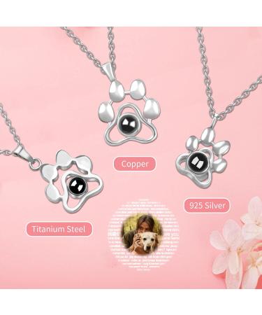 Personalized Projection Photo Necklace | Custom Pet Paw Necklace | Unique 925 Silver Gifts for Dog & Cat Memory - Buy Online on GoSupps.com