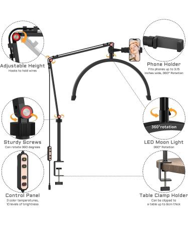 TopDirect Desk Lash Light - LED Eyelash Lamp with Phone Holder for Beauty, Nail Art, Tattoo - 3 Color Lash Extension Light - Ideal for Skincare, Lashes, Eyebrows - Black - Buy Online on GoSupps.com