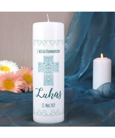 Striefchen Personalized Candle for Baptism Communion & Confirmation - Custom Name & Date for Boys - Buy Online on GoSupps.com