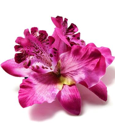 Buy HugeStore 10pcs Orchid Flowers Leopard Hair Clips | Stylish Hair Accessories for Women & Girls - Buy Online on GoSupps.com