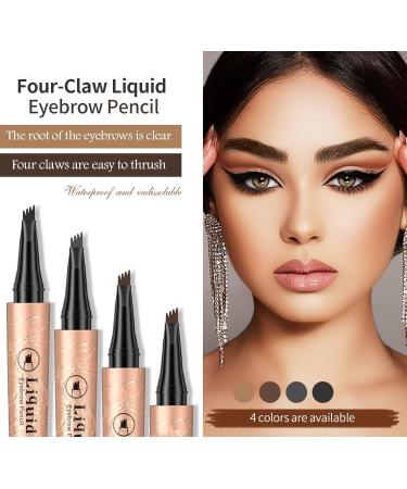 Eyebrow Pencil 4-Point Fork Tip Waterproof Eyebrow Pencil Smudgeproof Eyebrow Pencil Long Lasting Natural (3) - Buy Online on GoSupps.com