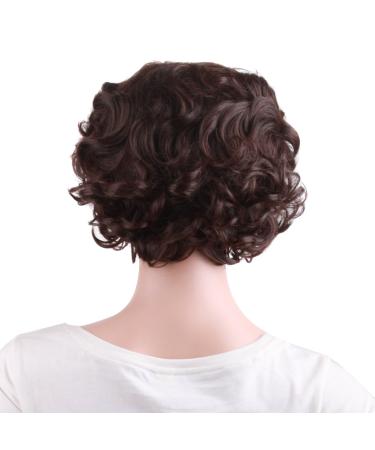 MapofBeauty 11.8 Inch Special Elderly Short Curly Fashion Wig in Dark Brown - Buy Online on GoSupps.com