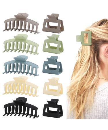 10 PCS Large Hair Clips  Strong Hold Matte Hair Clips  Square Claw Clips for Thick Thin Hair  Banana Hair Clips for Women Girls  Big Jaw Claw Hair Clips for Long Curly Hair  Hair Accessories for All Hairstyles  Light Col...