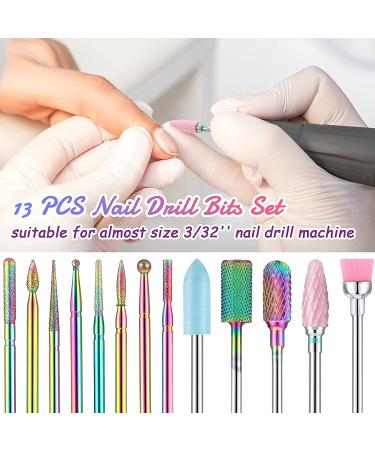 13-Piece Nail Drill Bits Set - Tungsten Carbide & Ceramic File Bits for Manicure Pedicure - 3/32 Inch - Buy Online on GoSupps.com