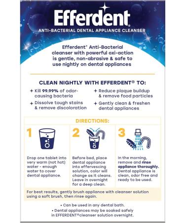Efferdent Retainer Cleaning Tablets Denture Cleaning Tablets for Dental Appliances Overnight Whitening 126 Count 126 Count (Pack of 1) PM - Buy Online on GoSupps.com
