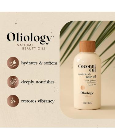 Oliology Coconut Hair Oil - Repairs Distressed Hair from Heat & Chemical Damage, Controls Frizz | Made in USA, Paraben-Free (4oz) - Buy Online on GoSupps.com