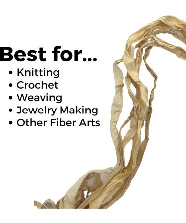 Darn Good Yarn Recycled Sari Silk Ribbon Yarn - Vintage Ivory Off-White - 100g - 50 Yards - Handmade Unique Skein - Buy Online on GoSupps.com