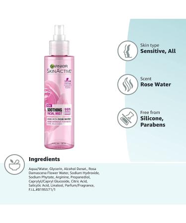 Garnier SkinActive Soothing Facial Mist with Rose Water - 4.4 fl oz for Hydrated Skin - Buy Online on GoSupps.com