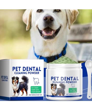 Dog Teeth Cleaning Powder - 80g Gentle Green Powder Dog Stain Remover | Dog Breath Freshener Teeth Care Products Safe Plaqueoff Powder for All Dog Types - Buy Online on GoSupps.com