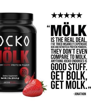 Jocko Milk Whey Protein Powder (Strawberry) - Keto Friendly with Probiotics, Grass Fed, Digestive Enzymes, Amino Acids - Sugar Free Monk Fruit Blend - 31 Servings for Muscle Recovery and Growth - Buy Online on GoSupps.com