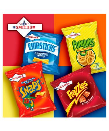 Smiths Savoury Snacks Selection Choose From 5 Choices. Chipsticks SV Spicy Tomato Snaps Frazzles Crispy Bacon Bacon Fries and Scampi Fries 24g to 37g Packs