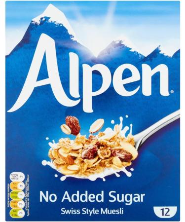 Alpen Muesli No Added Sugar 550g - 2 Pack | Breakfast Muesil Wholegrain Wheatflakes & Rolled Oats with Raisins and Roasted Sliced Hazelnuts and Almonds. - Buy Online on GoSupps.com