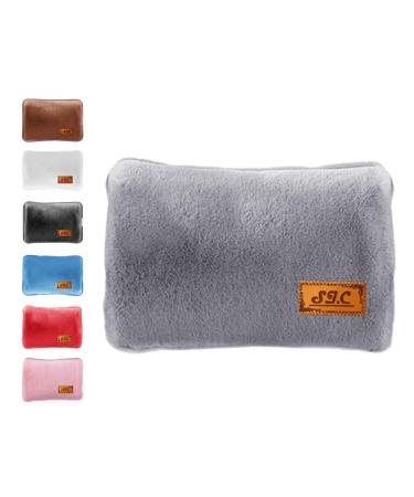 Electric hot water bottle with soft plush lining 500W Useful as a hand warmer and foot warmer Ideal for reducing muscle back and abdominal pain (gray)