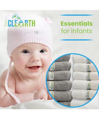 ACLEARTH Grey Bamboo Wash Cloths (6 pc) - Soft Face Wash Cloth Flannels 25x25cm for Sensitive Skin, Makeup Removal - Premium Bamboo Face Cloth for Adults, Babies, Kids - Ideal Gift - Buy Online on GoSupps.com