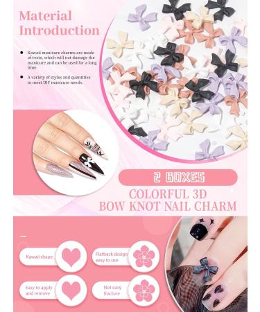 2 Boxes Bow Nail Charms Wsimily 3D Colorful Bowknot Nail Art Charm Kawaii Ribbon Bowknots Nail Accessories for Women Girls Nail Decorations DIY Craft Jewelry (2 Styles) - Buy Online on GoSupps.com