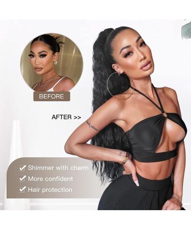 Porsmeer 76cm Wavy Curly Black Ponytail Hair Extension - Clip-In Afro Braid for Women | Natural Look & Easy to Use - Buy Online on GoSupps.com