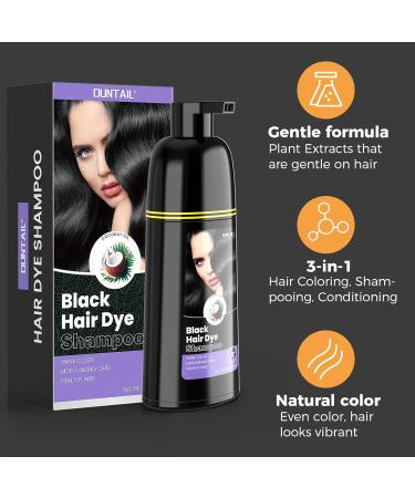 Buy 3 in 1 Black Hair Dye Shampoo - Gentle Gray Coverage & Herbal Ingredients | 17.6 Fl Oz - Buy Online on GoSupps.com