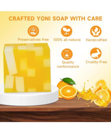 3 PCS Natural Yoni Soap Bar for Women | pH Balance Feminine Wash | Organic Orange Scent Body Soap | Handmade Vaginal Deodorant & Body Wash - Buy Online on GoSupps.com