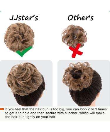 JJstar 2PCS Messy Bun Hair Pieces - Brown & Blonde Curly Fake Hair Buns for Women & Girls - Buy Online on GoSupps.com