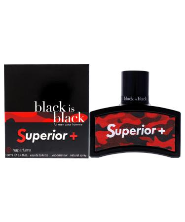 NU Parfums Black Is Black Superior Plus for Men Eau de Toilette Spray 3.4 Ounce 3.4 Ounce (Pack of 1)