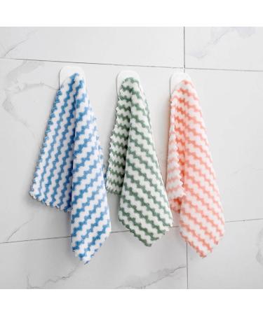 Thickened Water Ripple Kitchen rag Stripe Household Cleaning Coral Fleece Dishcloth Non-Stick Oil scouring pad Water Ripple (Lace) 15*20cm