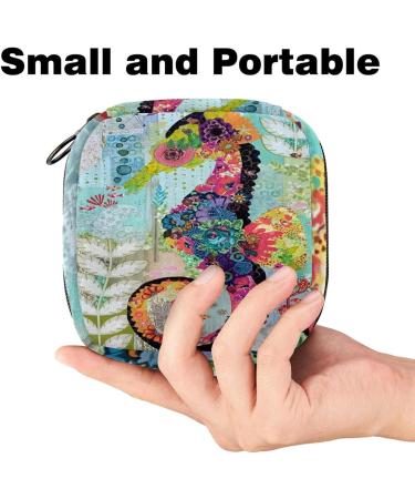 Stylish Menstruation Pad & Tampon Bag with Zipper | Floral Seahorse Design for Women & Girls - Buy Online on GoSupps.com