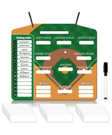 Geyee 34 Pcs Magnetic Dugout Coaching Board Baseball Include 30 Lineup Cards Magnetic Baseball Lineup Board Softball Lineup Board for Dugout, 2 Snap Hooks and Pen for Dugout Display Baseball Simple