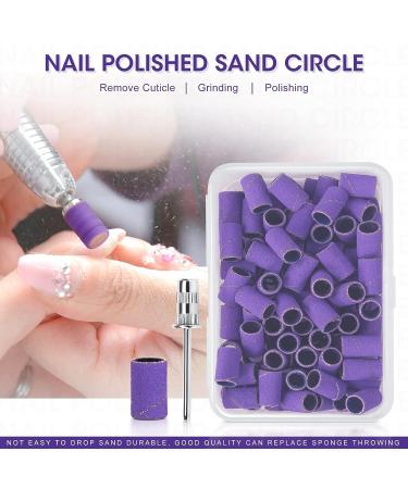 Sanding Bands Nail Drill Bits Set - 100pcs Extreme Fine 180 Grits for Acrylic Nails, Gel Manicures & Pedicures - Professional Drill Bits with Mandrel Bit - Purple - Buy Online on GoSupps.com