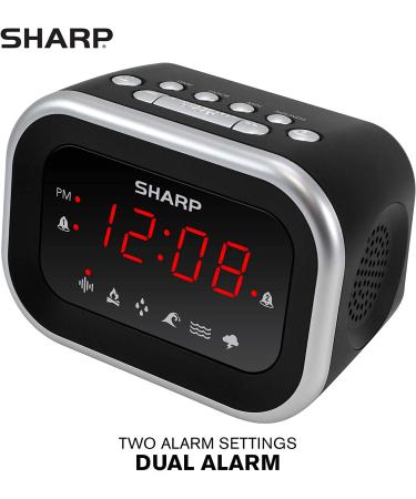 SHARP Dual Alarm Clock Sound Machine with 6 Relaxing Sounds - White Noise, Campfire, Rain, Ocean, Brook, Thunderstorm | Easy-to-Use, Red LED Display - Buy Online on GoSupps.com