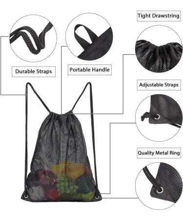 Small Black Mesh Drawstring Bag for Beach & Swimming Equipment | Heavy Duty Sport Storage - Buy Online on GoSupps.com