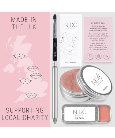 Nir Beauty Lip Care Set - Strawberry Lip Scrub Exfoliator Natural Lip Balm Pro Lip Brush with Gift Bag and Guide Pink - Lip Care Kit - Buy Online on GoSupps.com