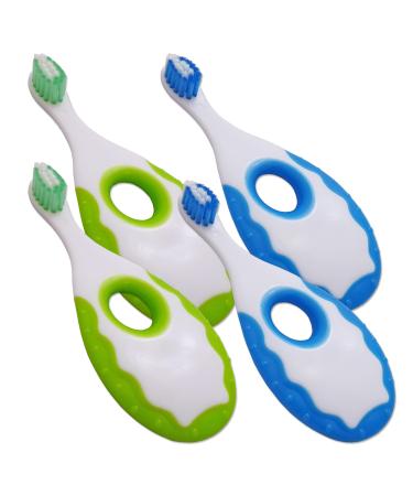 Baby Toddler Toothbrush First Teeth Cleaning (2X Blue & 2X Green)